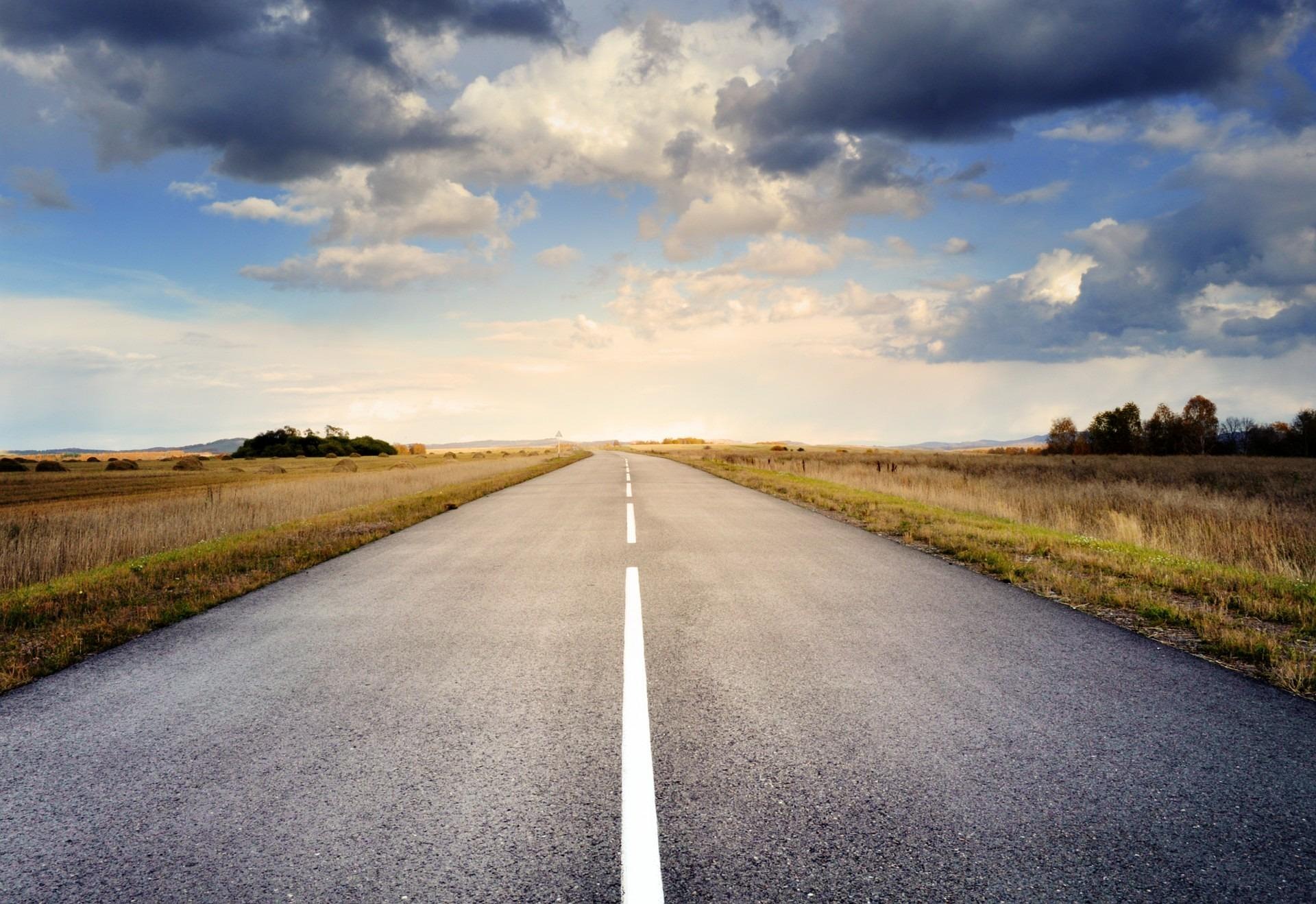 The road ahead with bright sky